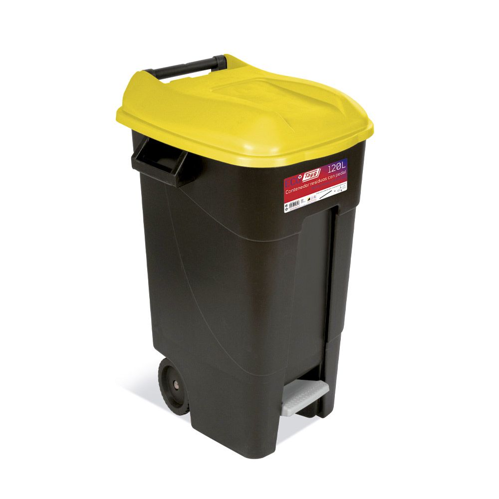 contenedor residuos con pedal amarillo 120 l 1