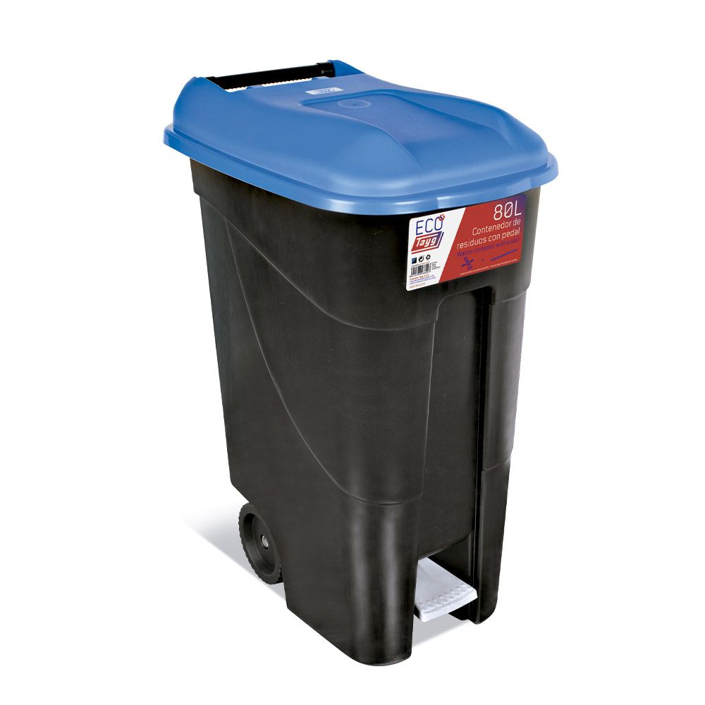 contenedor residuos con pedal azul 1