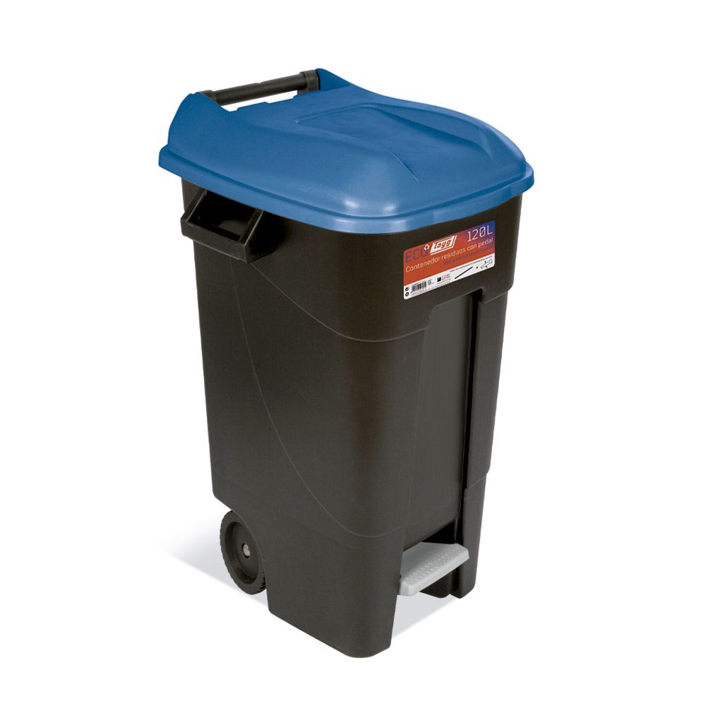contenedor residuos con pedal azul 120 l 1