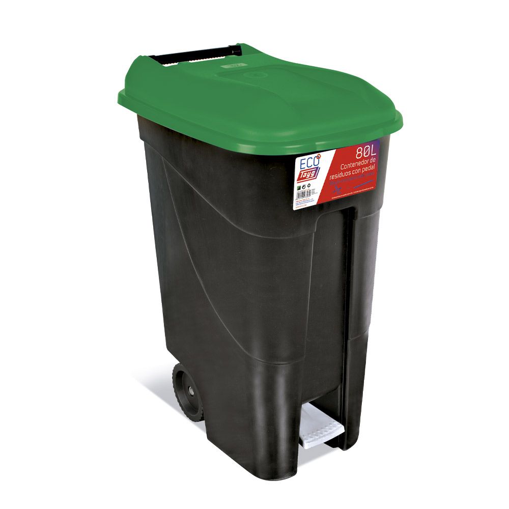 contenedor residuos con pedal verde 1